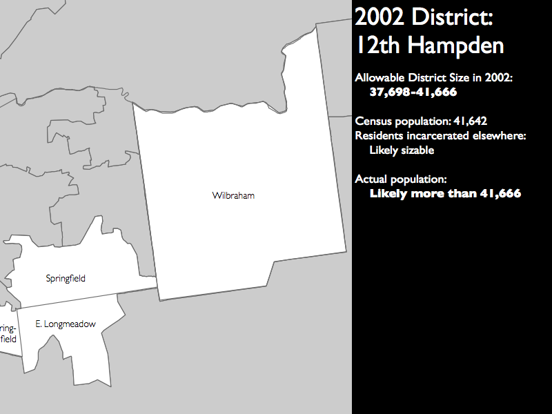 If incarcerated people had been counted at home, this district's population would be outside federal requirements and the district would have to be redrawn.
