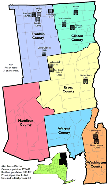 map showing Senate 45 district
