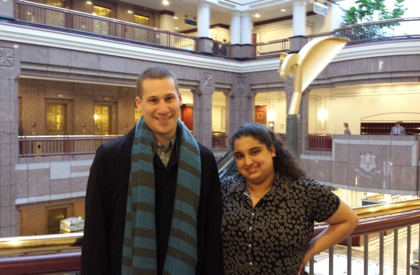 Arielle Sharma and Corey Frost at the Connecticut State House