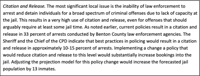 Screenshot of Benton County's proposal that showed the county blaming reforms.
