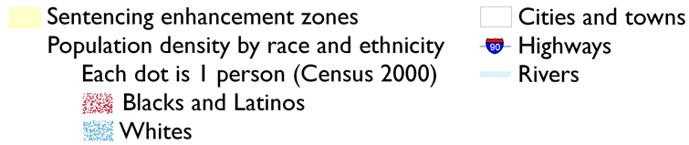 key for Hampden County map of sentencing enhancement zones